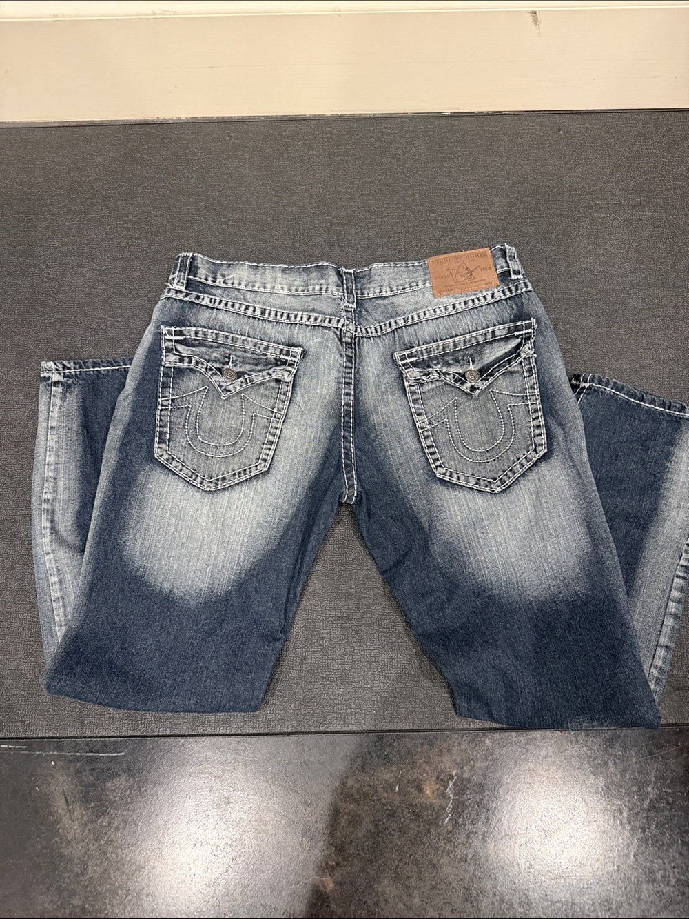 True Religion Joey Super T Men’s Jeans Size 42 Made in USA Y2K Distressed Flap